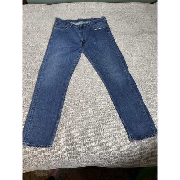 Levi's 505 Mens 40x34* Denim Blue Jeans High Rise Straight Leg Medium Wash - Picture 2 of 7